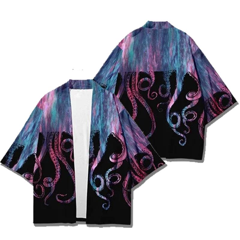 羽織り メンズ タコ柄 3Dプリント 原宿系 ストリート ファッション カーディガン 浴衣 和柄 カジュアル..