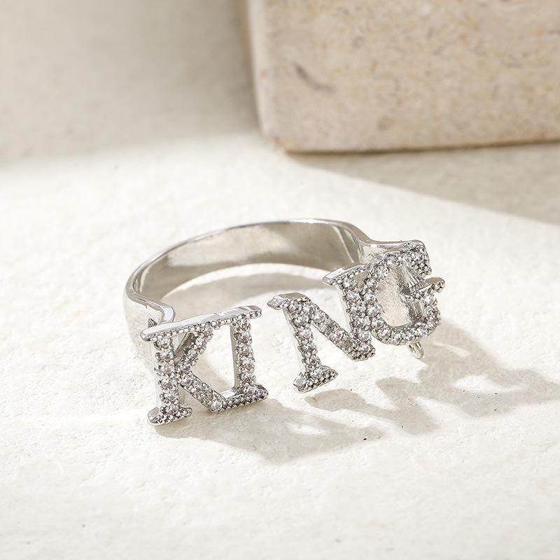 指輪 レディース サイズ調整可能 フリーサイズ 上品な高級感 銅製 個性的 幾何学デザイン ジルコニア埋め込み 通勤 オフィス 普段使い カジュアル クール 甘辛ミックス 開口デザイン(4)