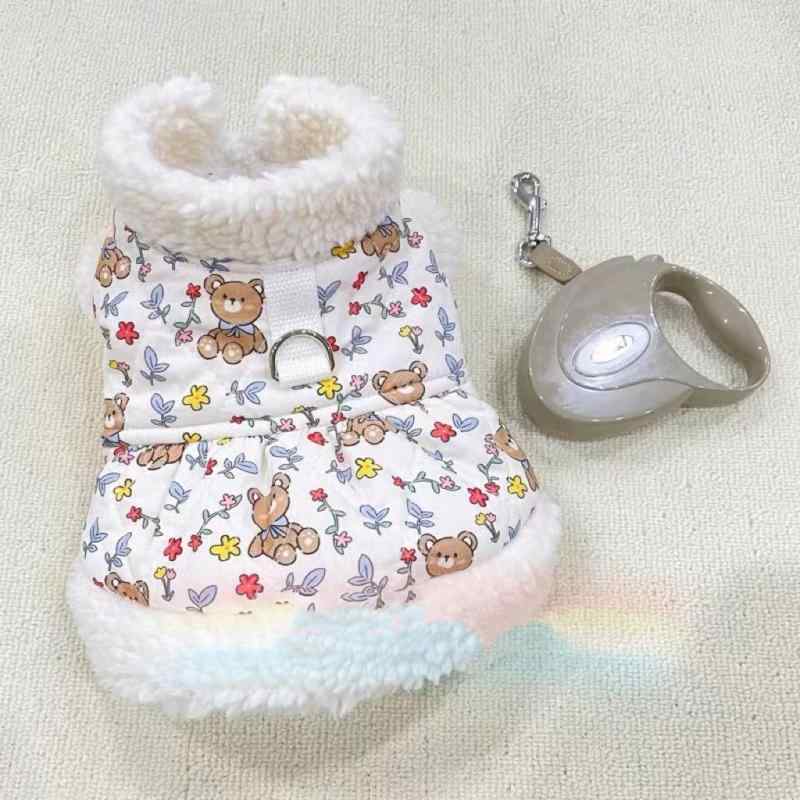 犬 猫 用 中綿入り ハーネス対応 ベスト 秋冬 防寒 かわいい もこもこ ボア アウター お揃い ペア フラ..
