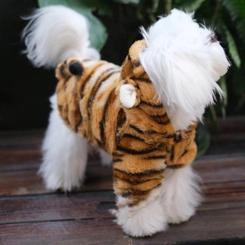 ペット服 小型犬 猫用 かわいい キュート トラ柄 変身コスチューム 二足タイプ 秋冬 あったか 防寒 フ..