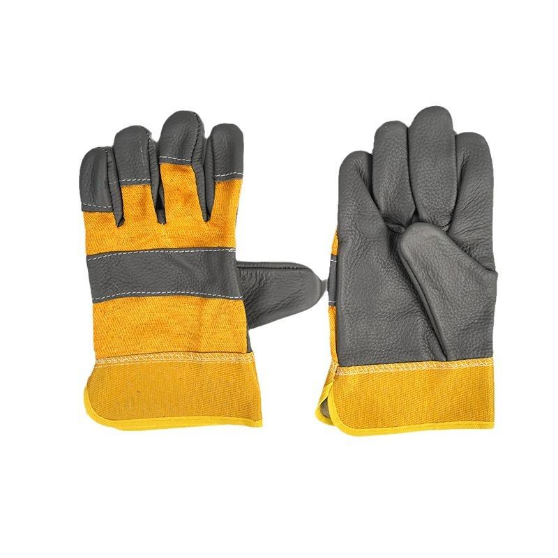 溶接用手袋 電気溶接 耐熱 耐摩耗 牛革製 ショート丈 厚手 作業用 保護 電工 建築 鉄骨 木工 DIY グラ..