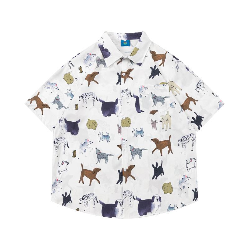 シャツ メンズ レディース 半袖 遊び心ある動物総柄 アニマルプリント ゆったり オーバーサイズ 開襟 ..