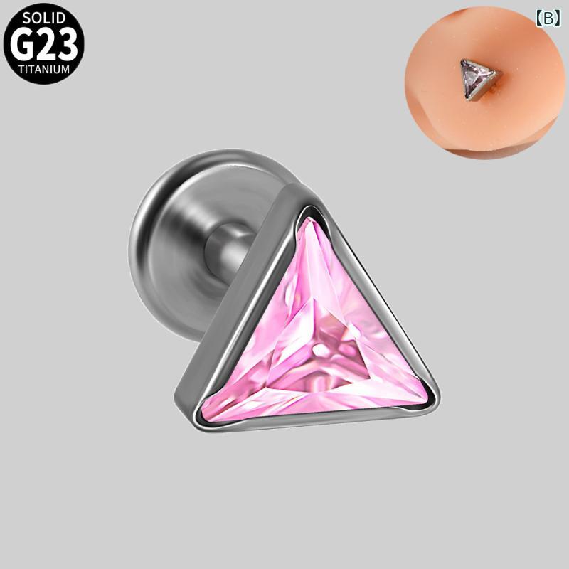 ボディピアス 男女兼用 G23チタン 高光沢 インターナルスレッド 三角形ジルコニア ...