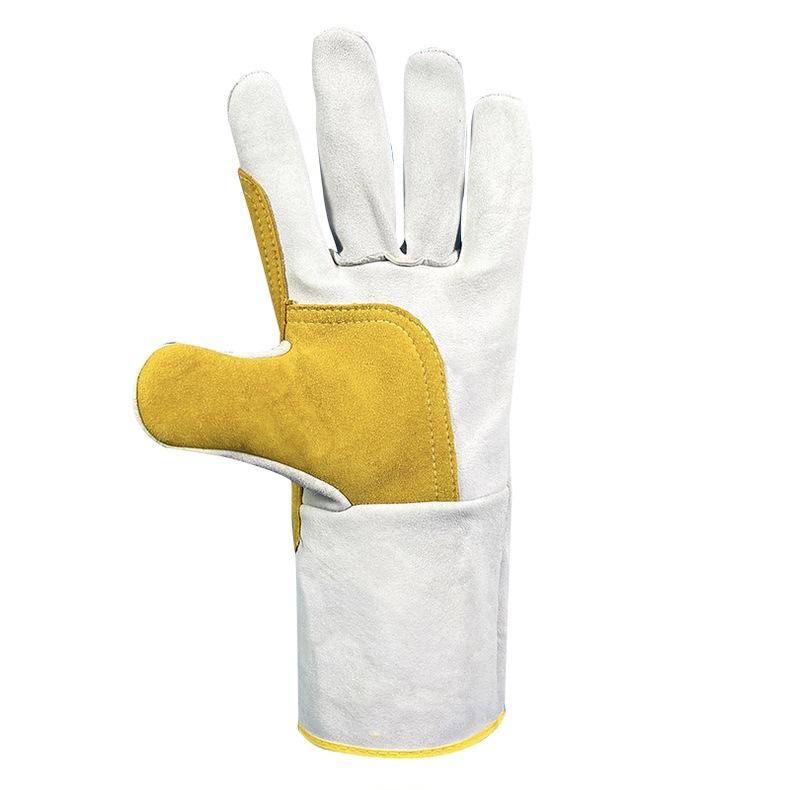 作業用手袋 耐熱 やけど防止 耐摩耗 断熱 ロング丈 牛革製 溶接作業 重作業 高温作業 ハードワーク プロ仕様 ソフトレザー 保護グローブ