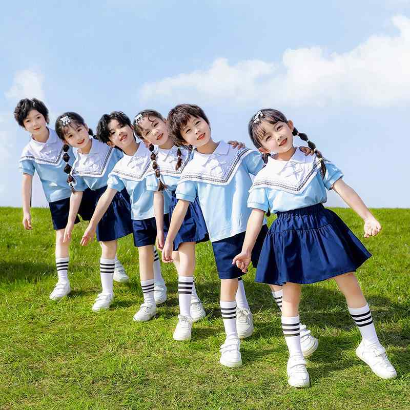 校服 小学生 幼稚園児 キッズ 男女兼用 セットアップ 上下セット 春夏 運動会 卒業式 卒園式 入学式 通学 半袖 プルオーバー 柔らかい肌触り 綿95% カジュアル 通気性