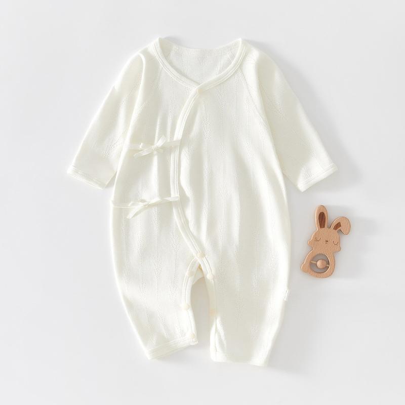 ベビー ロンパース 新生児 男の子 女の子 ユニセックス 純綿100% 無縫製 腹巻付き 長袖 カバーオール ボディスーツ 斜め前開き 春夏 薄手 肌に優しい 蝶々型 赤ちゃん服