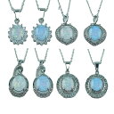 ネックレス レディース 高級感 上品 個性的 チタン製 オパール ペンダント ショートネックレス ドロップ 星 菱形 モチーフ アクセサリー ブルー ホワイト レトロ クラシカル|詳細画像