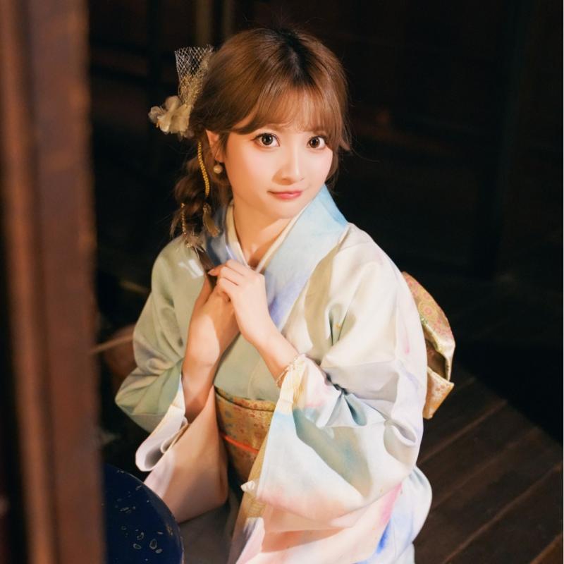 和服 レディース 雲河ぼかし グラデーション 清楚 かわいい 伝統和柄 モダン 改良版 フォーマル 上品 イベント 祭り 夏祭り 花火大会 ポリエステル素材 湖水色 春物