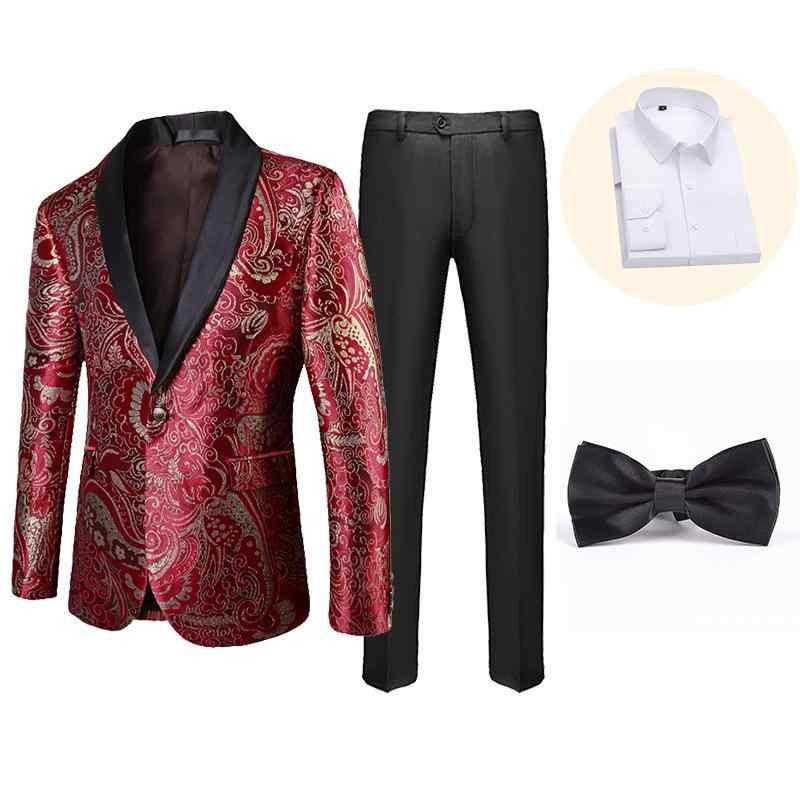 テーラードジャケット メンズ フォーマルスーツ ステージ衣装 ジャカード 龍柄 パンツ 2点セット スリムフィット ウォッシャブル 春夏 ボタニカル柄 ノッチドラペル ビジネス カジュアル リネン