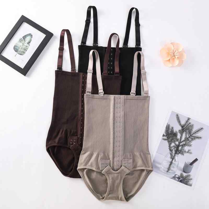 ボディスーツ レディース シームレス ハイウエスト お腹引き締め ウエストシェイプ 3段階ホック ヒップアップ スタイルアップ 調節可能ストラップ 補正下着 ガードル オールシーズン対応 ナイロン素材 カーキ ブラウン ブラック(4)