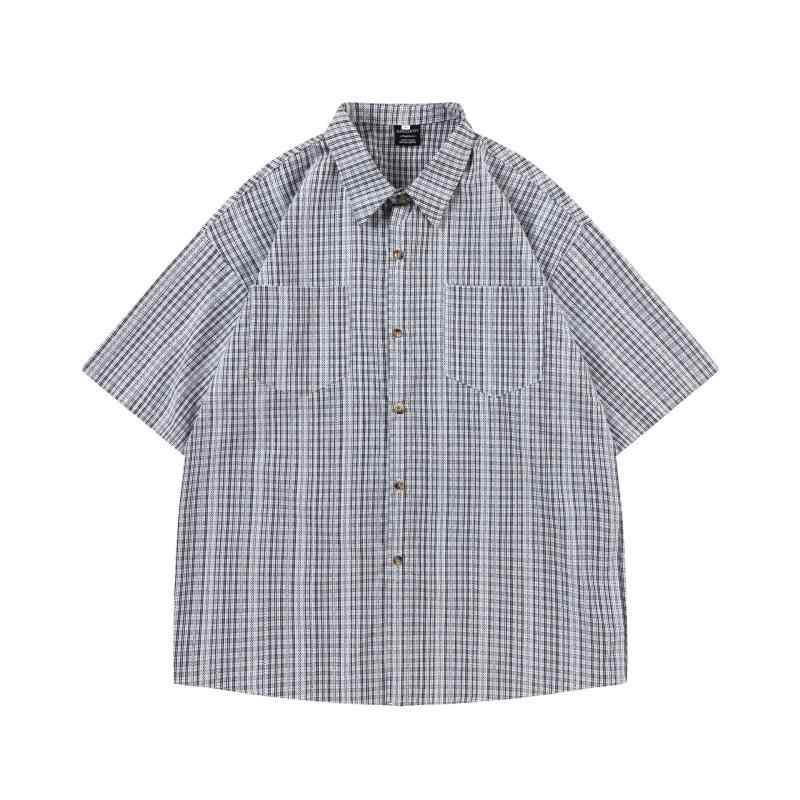シャツ メンズ レディース 通気性抜群 イージーケア 半袖 襟付き レトロ チェック柄 ビッグシルエット ゆったり ストリート系 カジュアル カップル ペアルック 春夏