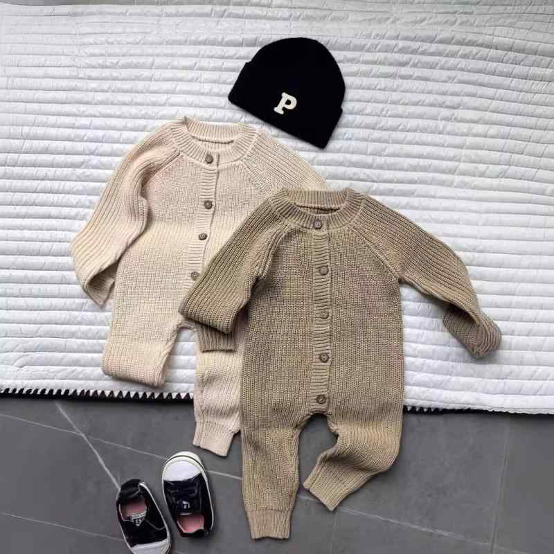 ベビー ロンパース 男女兼用 男の子 女の子 韓国風 ニット コットン インスタ映え お出かけ着 春秋 冬 ..