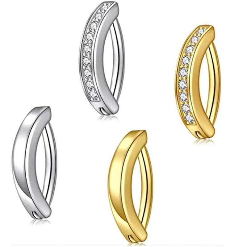 へそピアス 男女兼用 F136チタン シンプルデザイン 光沢仕上げ ラインストーン装飾 アレルギー対応 デイリーユース 万能 カジュアル 欧米風 ボディピアス シルバー ゴールド