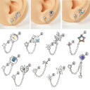 ピアス ユニセックス ステンレス製 銅製 ネジ式 ストレートバーベル 軟骨ピアス ヘリックス フラワー ハート チェーン スタッドピアス ジルコニア カラーストーン おしゃれ かわいい(x2)