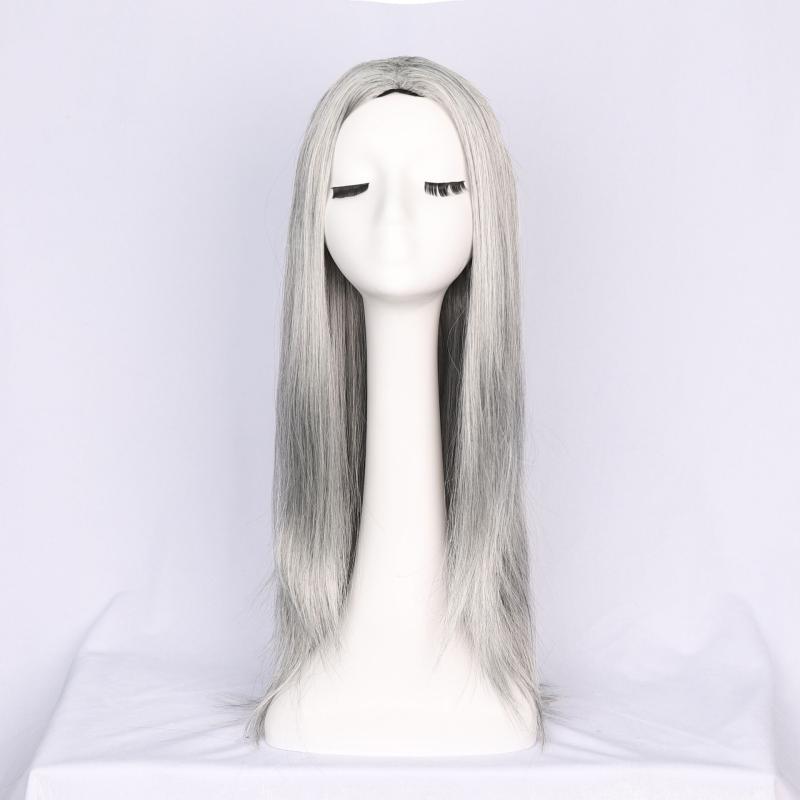 ウィッグ レディース 女性用 シニア おばあさん 耐熱 白髪 銀髪 ロング ストレート コスプレ 時代劇 演..