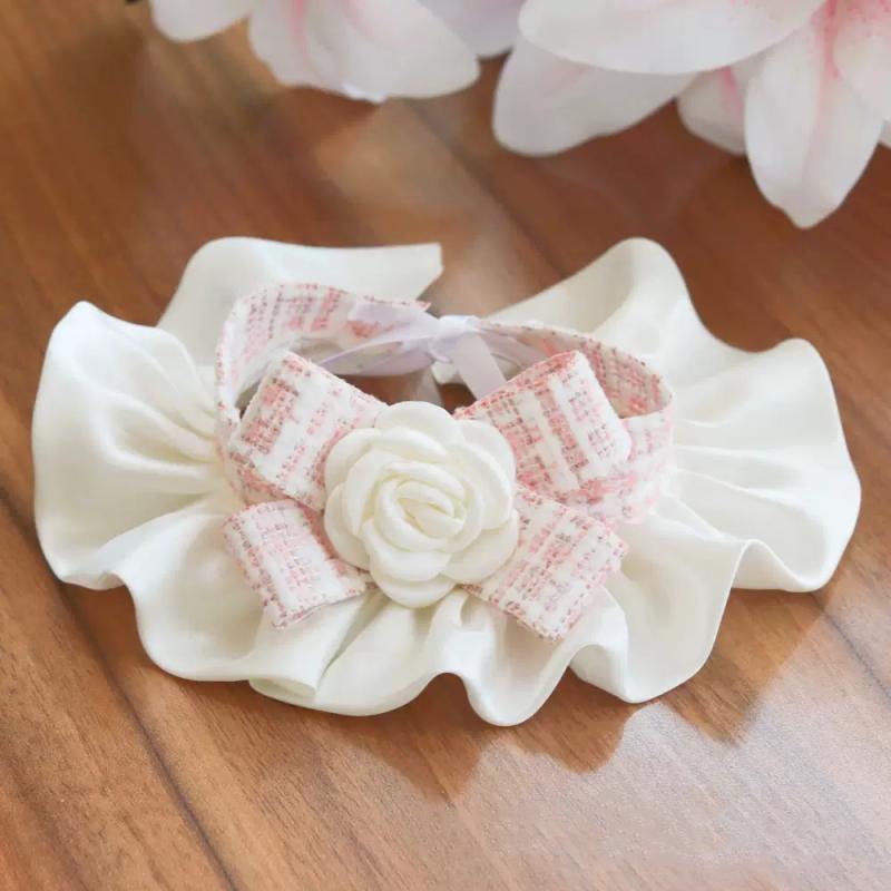 犬猫用 首輪 カラー プリンセス風 レトロ かわいい 蝶ネクタイ リボン バンダナ スタイ アクセサリー ピンク ブラック グリーン パープル ナイロン素材 オールシーズン おしゃれ 記念撮影