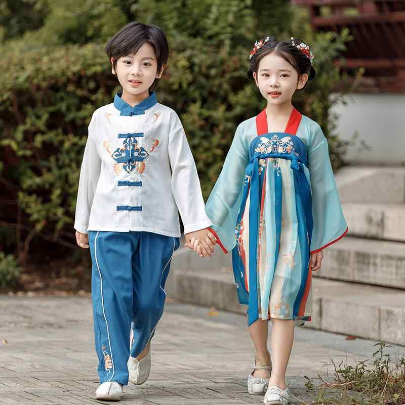 漢服 キッズ 男の子 女の子 古風 チャイナ風 発表会 舞台衣装 華やか 綿裏地付き 柔らか素材 セットア..