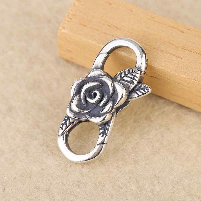アクセサリーパーツ S925純銀 両開き 薔薇 ローズクラスプ DIY用 接続金具 パール パール ネックレス ブレスレット用 アンティークカラー レトロ エレガント