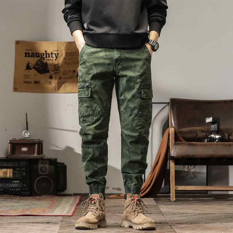 Cargo Pants - カーゴパンツ メンズ ヘビーウェイト 迷彩柄 マルチポケット ゆったり ワーク レトロ ハーレム ジョガー スポーツ カジュアル 大きいサイズ ロング イージーケア コットン オールシーズン