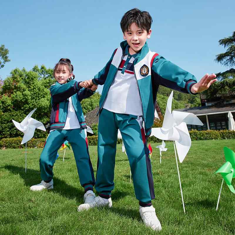 ジャージ キッズ 男女兼用 春秋 スクールウェア 幼稚園 小学生 先生用 スタンドカラー 3点セット スポーツ セットアップ ジップアップ 綿混 カジュアル