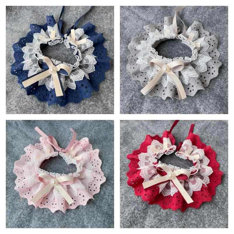 スタイ 犬猫用 ペット用 レース リボン 付け襟 フリル よだれかけ ビブ アクセサリー コットン かわい..