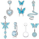 へそピアス レディース サージカルステンレス製 電気メッキ加工 欧米風 ファッション ボディピアス 蝶々 ハート スネーク ジルコニア アクセサリー ジュエリー セット ホワイト ブルー ピンク 多色展開 普段使い オフィス カジュアル