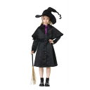 ワンピース キッズ 女の子 ハロウィン コスプレ 魔法使い 魔女 衣装 黒色 仮装 レトロ ゴシック ファンタジー コスチューム フルセット(3)