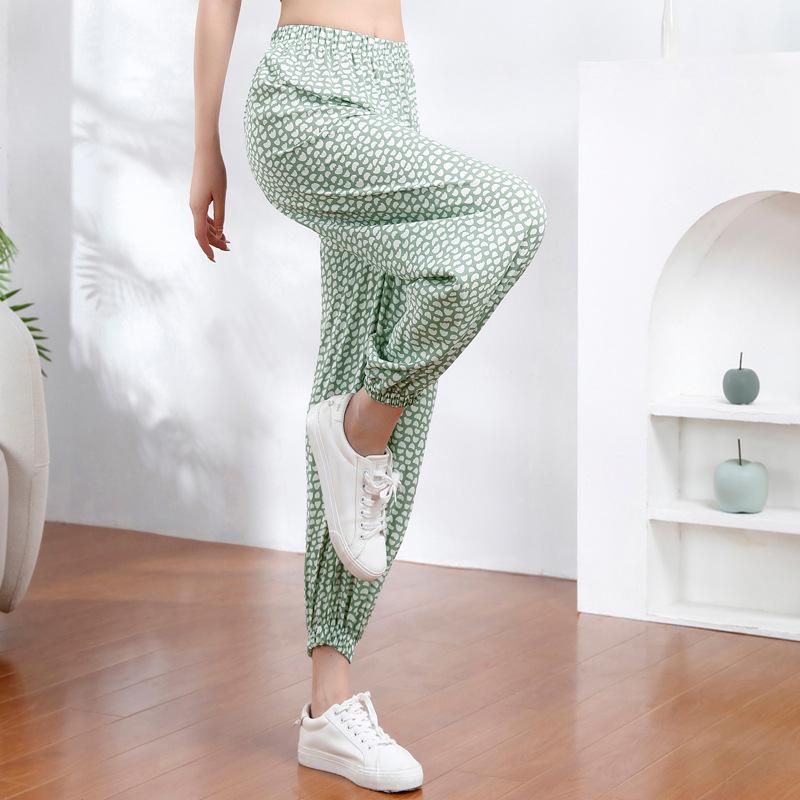 パンツ レディース 接触冷感 防蚊 速乾 しわになりにくい 薄手 ゆったり リラックス ドレープ感 落ち感 サルエルパンツ 裾絞り リゾート カジュアル 部屋着 ボヘミアン柄 大人かわいい ボトムス 夏
