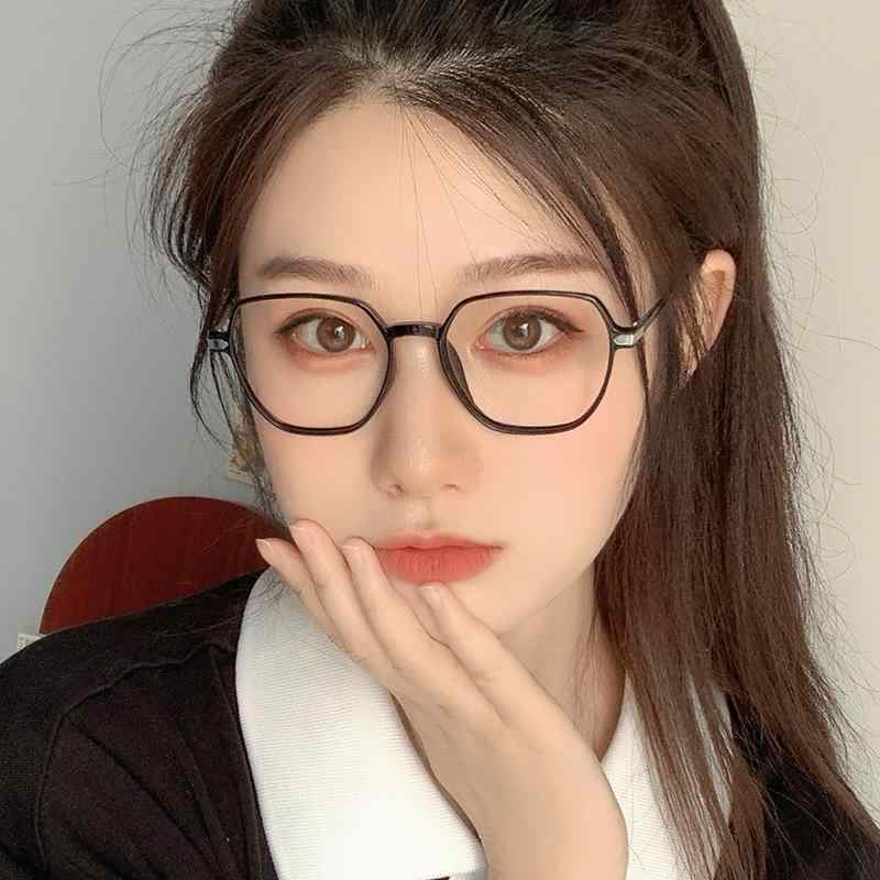 伊達メガネ 男女兼用 ユニセックス ブルーライトカット PC作業 スマホ操作 TR90フレーム 軽量 フルリム 六角形 ファッション おしゃれ(4)