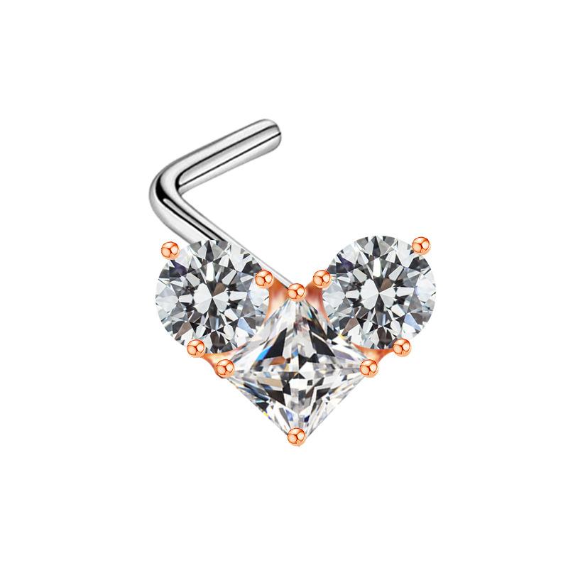 鼻ピアス 男女兼用 ユニセックス 欧米スタイル ハート型 個性的 ステンレス製 電気メッキ加工 シルバー ゴールド ボディピアス 鼻リング 鼻スタッド