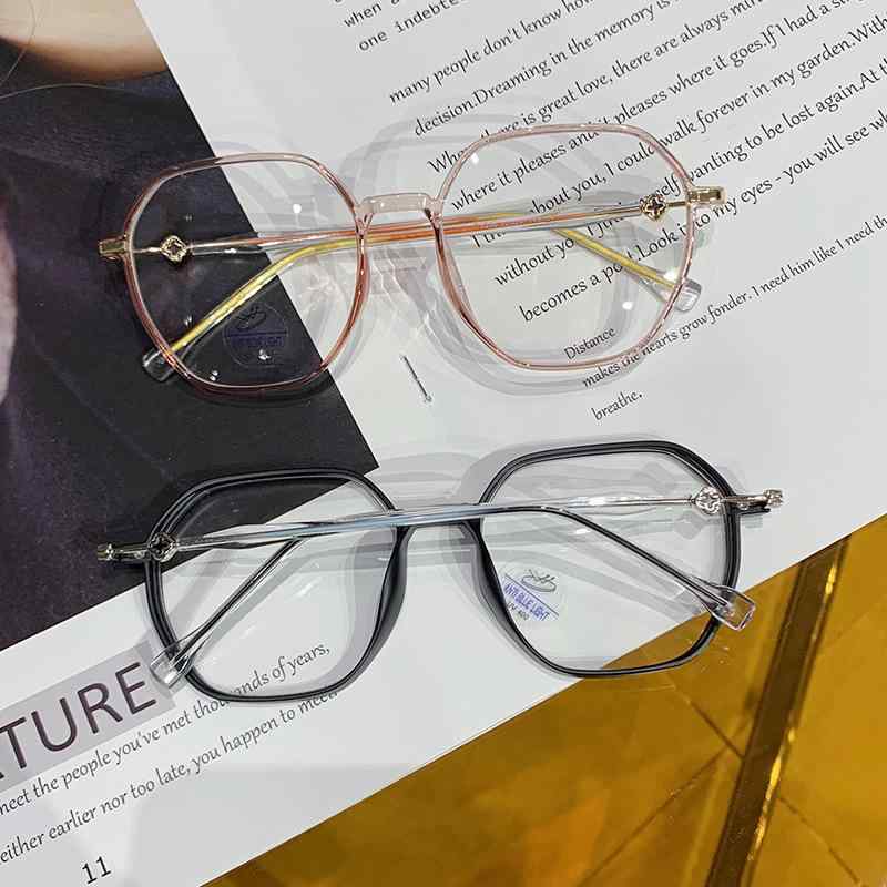 伊達メガネ 男女兼用 ブルーライトカット 軽量 TR90フレーム レトロ 多角形 フルリム 大きめ PC スマホ 作業 ファッション おしゃれ ブラック クリア