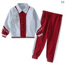 スクールウェア キッズ 男女兼用 小学生 幼稚園児 吸汗速乾 肌触り良い ソフトコットン 学院風 チャイナ風 制服 ジャージ 長袖 スカートセット 通学用 春秋