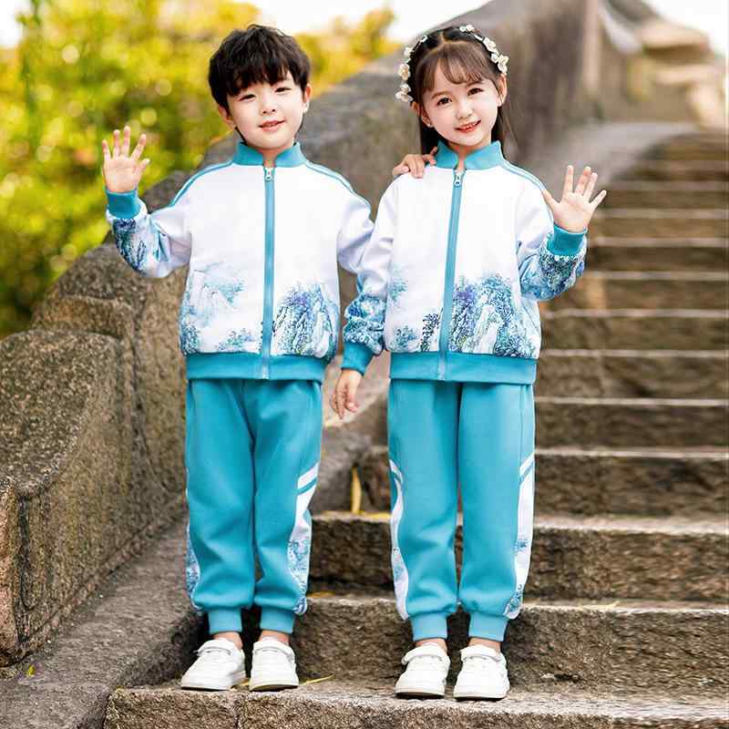 制服 キッズ 男女兼用 ジップアップ 柔らかい 肌触り 小学生 幼稚園生 中国風 チャイナ風 春秋 長袖 パ..