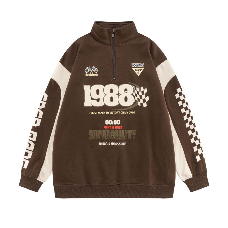 スウェット メンズ レディース 長袖 スタンドカラー 切り替え アメカジ ストリート オーバーサイズ レ..