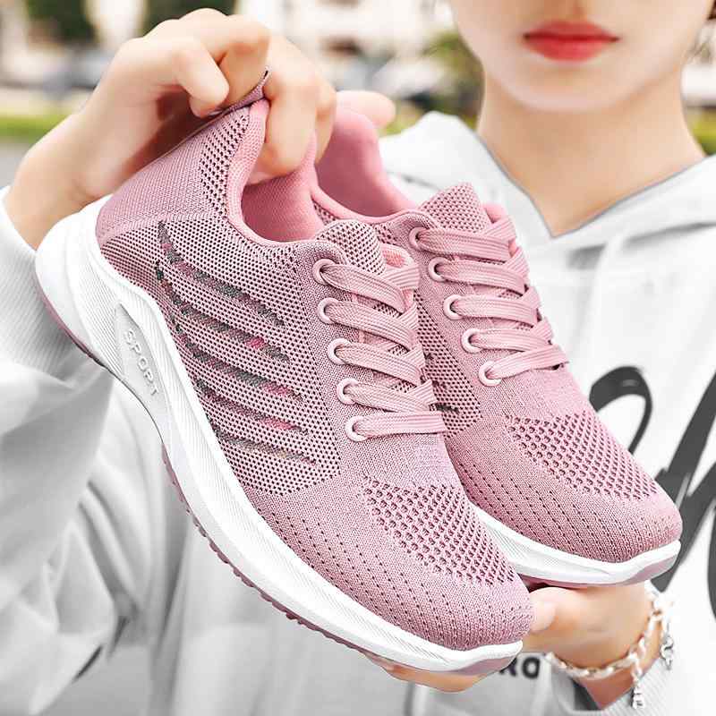 スニーカー レディース 軽量 クッション性 通気性 春夏 ウォーキングシューズ カジュアル スポーツ タウンユース デイリーユース メッシュアッパー フラット