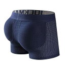 ボクサーパンツ メンズ 男性用 ヒップアップ 美尻 ヒップパッド入り シェイプアップ 通気性 メッシュ素材 ミッドライズ U字立体ポーチ ナイロン セクシー 補...