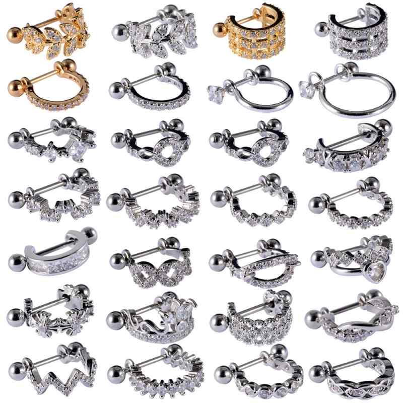 ピアス 男女兼用 ステンレス ジルコニア リーフ クロス ハート スタッドピアス 軟骨ピアス イヤーカフ ストレートバーベル ネジボール 通勤 オフィスカジュアル おしゃれ 上品 ファッション 普段使い(x2)