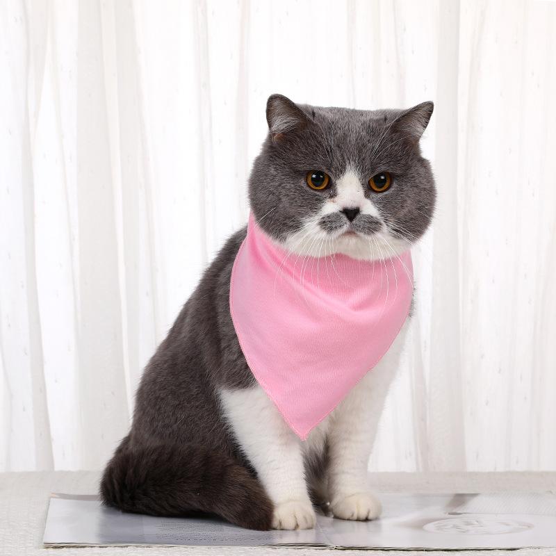 犬 猫用 小型犬 かわいい オールシーズン 無地 コットン混 バンダナ よだれかけ スタイ ブルー ピンク カジュアル お散歩 お出かけ おしゃれ(x2)