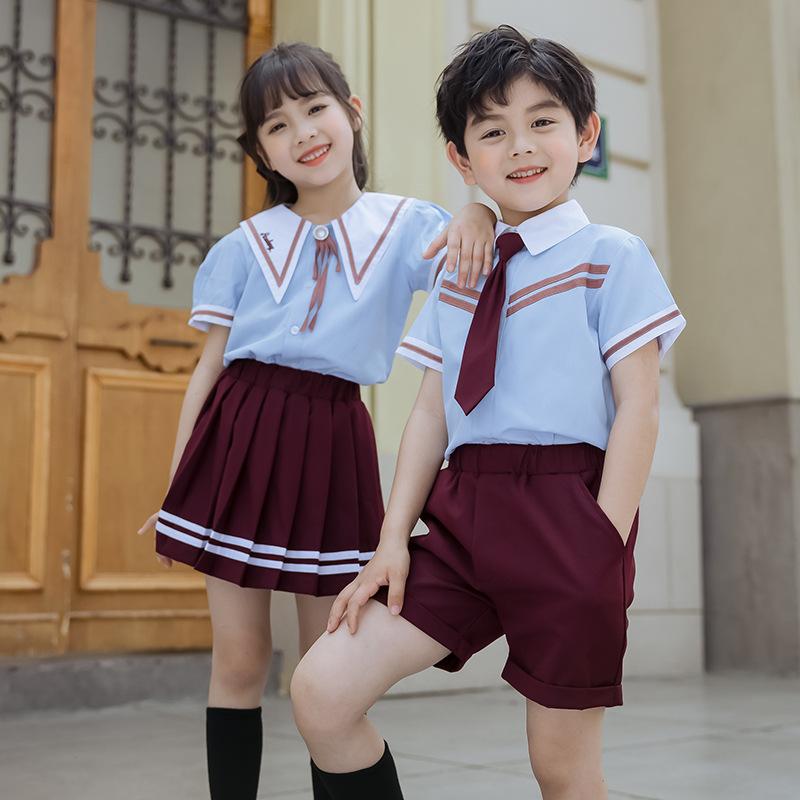 スクールユニフォーム キッズ ジュニア 子供用 男女兼用 半袖 2点セット 接触冷感 イギリス風 ブリティ..