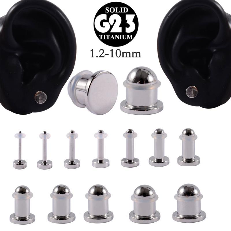 ボディピアス 拡張器 メンズ レディース ユニセックス G23チタン製 2.4mm対応 耳たぶ ロブ ホール拡張用 スムース ラウンドディスク 溝付き 鏡面仕上げ パンク ロックスタイル(x2)