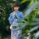 浴衣 レディース 改良 和風 レトロ 簡単着用 着付け簡単 上品 大人っぽい くすみカラー モーヴブルー ポリエステル素材 夏祭り 花火大会 イベント 和装セット