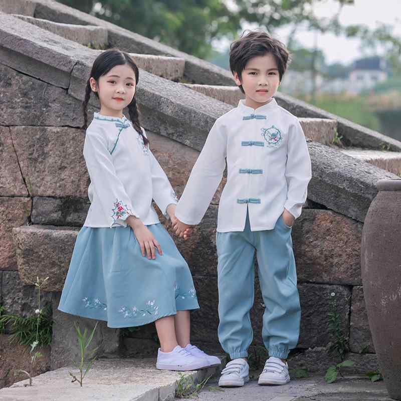 漢服 唐装 キッズ 男の子 女の子 中国風 民族衣装 伝統服 古装 発表会 演出服 舞台衣装 幼稚園 小学生 ..