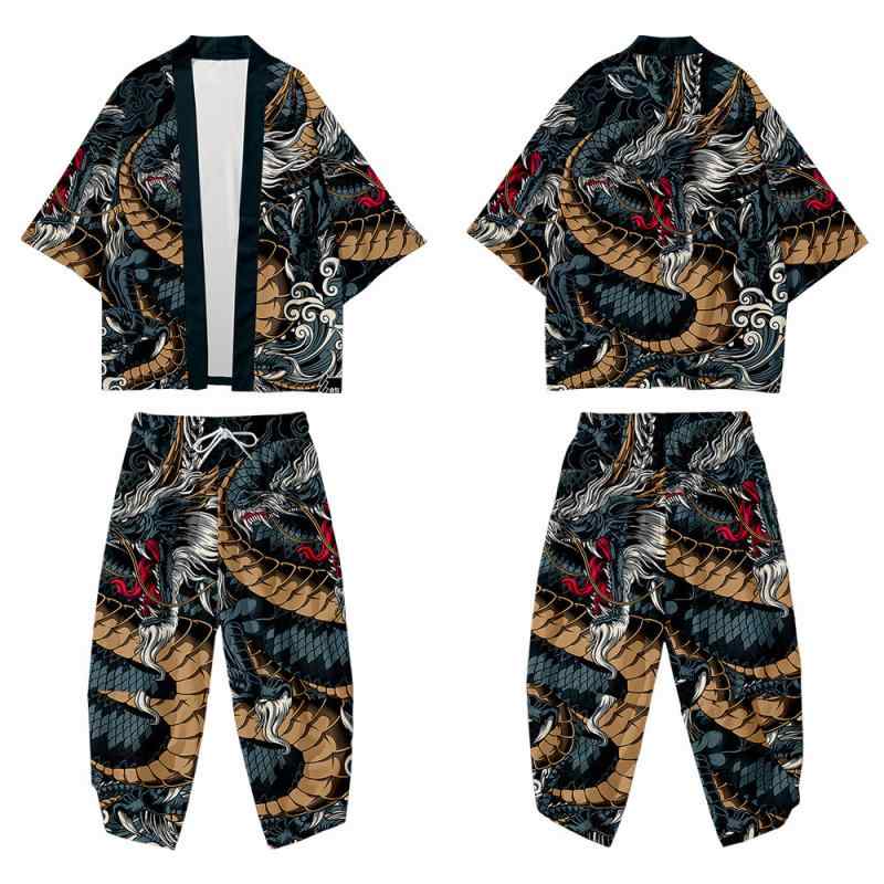 羽織 メンズ レディース ユニセックス 浮世絵 龍柄 レトロ 和柄 中華風 3Dデジタルプリント 開襟シャツ..