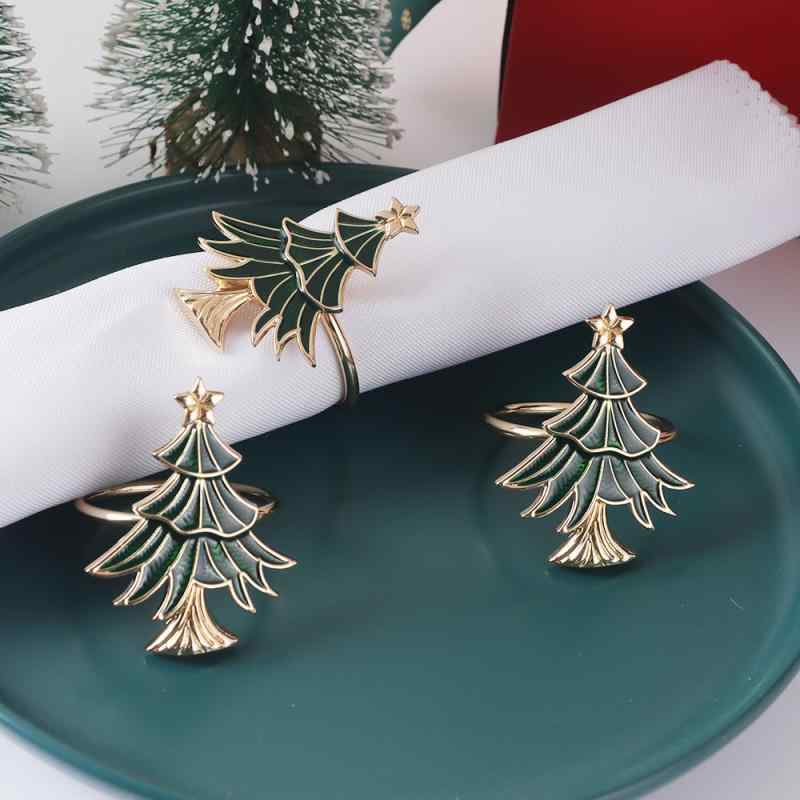 ナプキンリング クリスマスツリー 星型 ジルコニア エナメル加工 ゴールド 亜鉛合金製 電気メッキ加工 ..