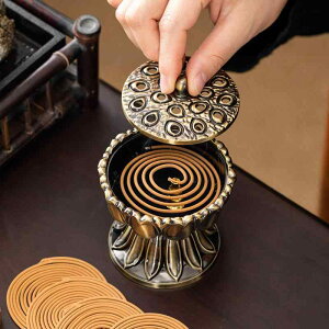 香炉 宝蓮灯 蓮花 禅意 銅合金製 電気メッキ加工 仿古調 中華風 盤香炉 大型 お香立て 線香立て 白檀用 アロマ インセンスバーナー 家庭用 室内 リビング 玄関 仏具 置物 インテリア 雑貨