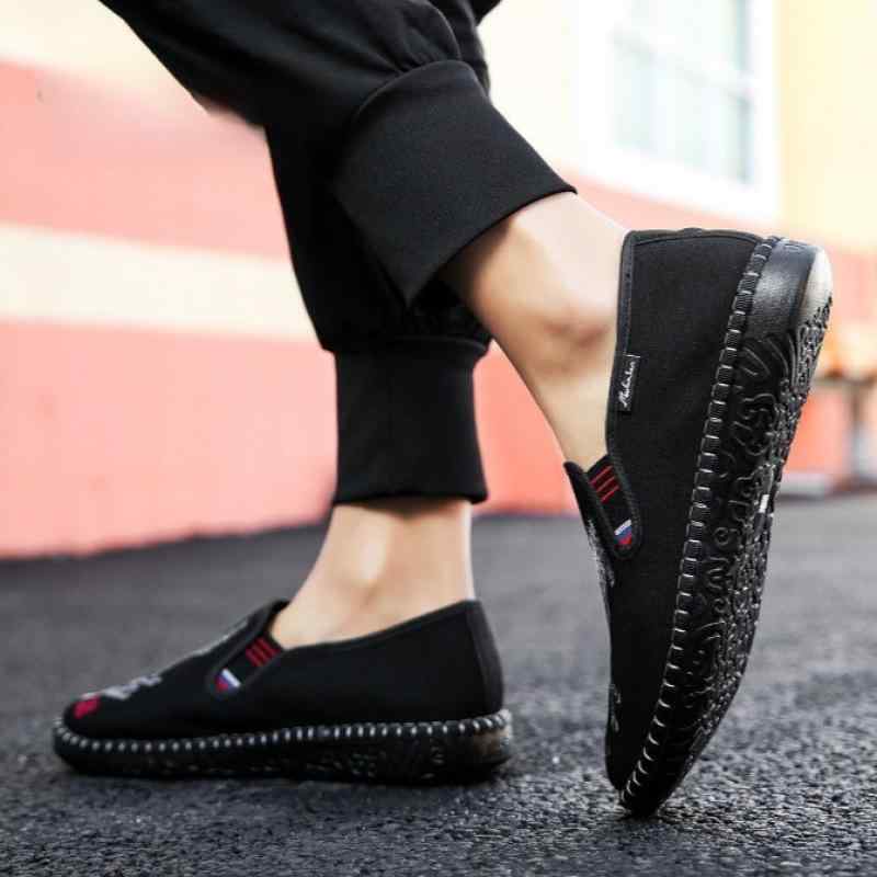 カジュアルシューズ メンズ 男性用 春夏 通気性 快適 スリッポン 中国風 刺繍 ラウンドトゥ キャンバス..