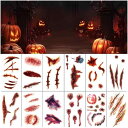 タトゥーシール 使い捨て 貼るだけ簡単 剥がせる 防水 ハロウィン パーティー 仮装 コスプレ イベント ホラー メイクアップ 傷跡 傷口 血まみれ 刀傷 フェ...