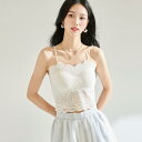 キャミソール レディース カップ付き 美背 レースデザイン フレンチテイスト フェミニン カジュアル インナー ショート丈 ストレッチ ナイロン混 無地 春夏
