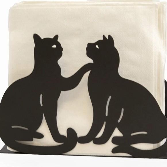 ナプキンホルダー 猫 デザイン マットブラック アイアン製 ペーパーホルダー 卓上 ティッシュケース 家庭用 レストラン 食卓 ダイニング キッチン おしゃれ かわいい モダン インテリア