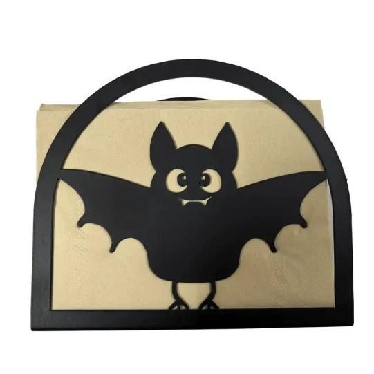 ペーパーホルダー 金属製 ブラック ゴシック風 ハロウィン コウモリ柄 リビング オフィス デスク 卓上 ..